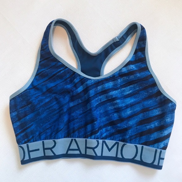 Under Armour Other - EUC Under Armour blue black striped sports bra XS